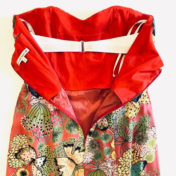 Nanette Lepore dress Women's 6 pink silk strapless fairycore boho floral - Picture 7 of 13